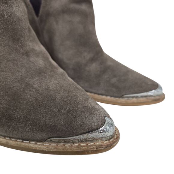 Jeffrey Campbell Cromwell Size 9.5 Suede Taupe Cut Out Western Ankle Boot Cutout - Picture 2 of 9
